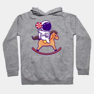 Cute Astronaut Playing Horse Toy And Holding Candy Hoodie